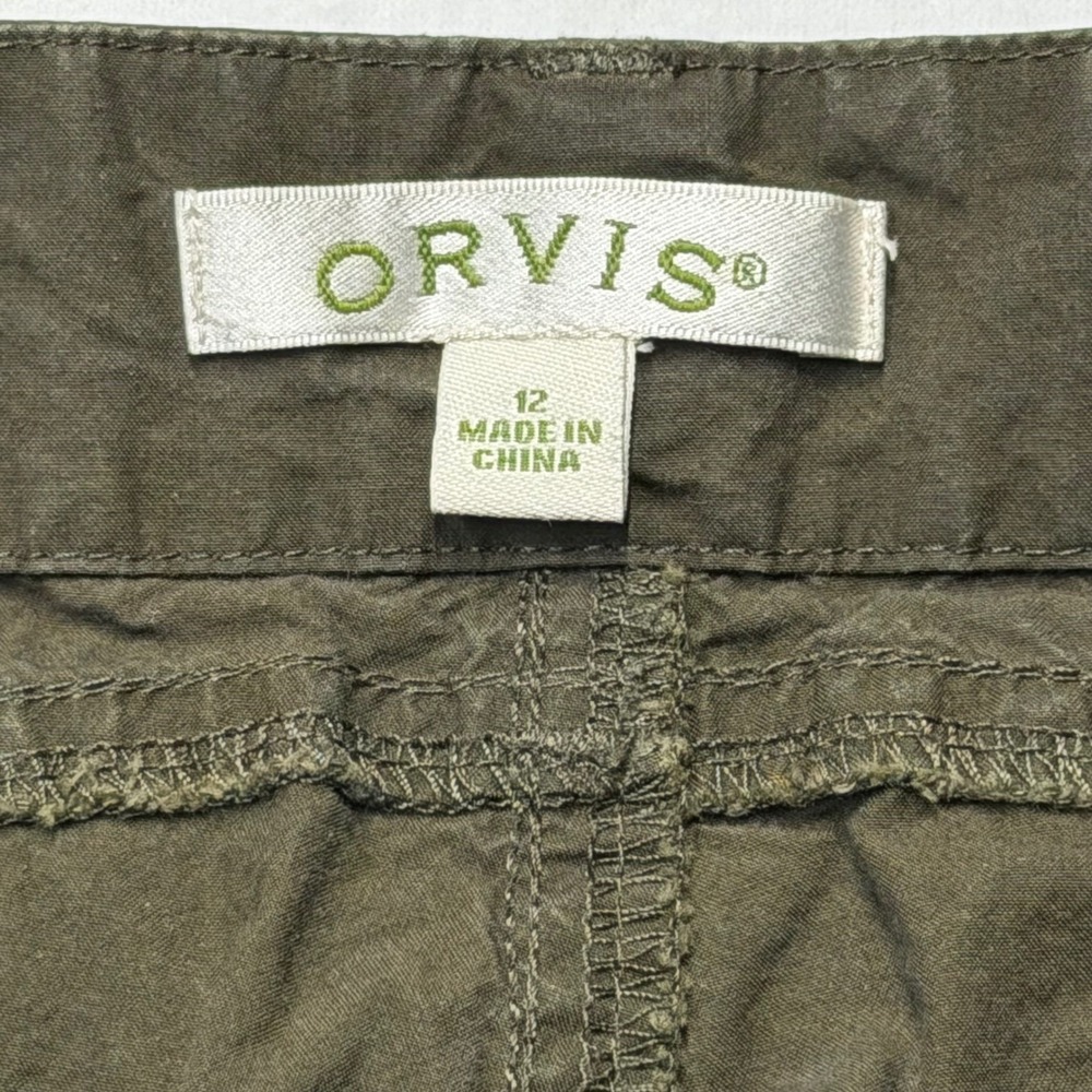 Orvis Cargo Pants Womens Straight Leg Olive Green Cotton Size 12 Travel Utility - Picture 4 of 9
